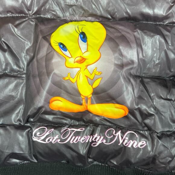 Vintage Lot 29 Looney Tunes Puffer Jacket Juniors Size L Y2K Streetwear Cropped - Picture 4 of 11